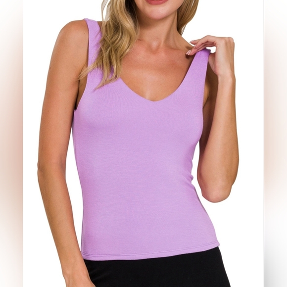 #400 SALE 🛑18 S,M,L Rayon Double Layered V-Neck Tank Top - Picture 3 of 4